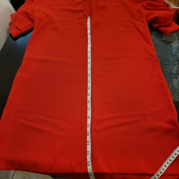 Zara |💃Red Ruffle Sleeve Shift Dress Oversized V Neck Women's Small - Picture 6 of 7